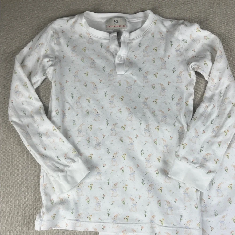 Smockingbird Pima Cotton Rabbit Henley Pajama set Size: 10